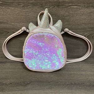 Unicorn Mini Backpack Reversible Sequin Flip Girls Purse Pink Glitter Silver Bag